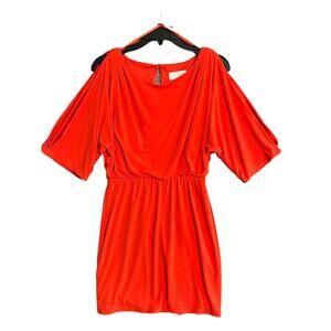 Jessica Simpson Cold Shoulder Dress Womens Small Orangeish Mini Spring Church